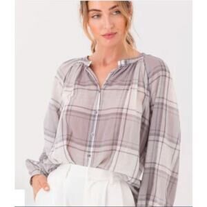 Sundays by wearesundays RUNA Shirt Snwofall Plaid Sz S NWT 230 Grey White